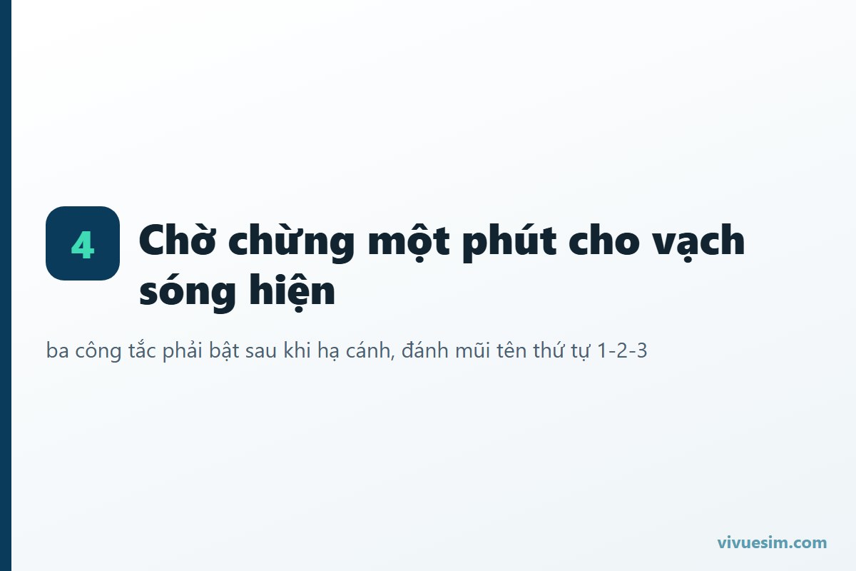 ba c&ocirc;ng tắc phải bật sau khi hạ c&aacute;nh, đ&aacute;nh mũi t&ecirc;n thứ tự 1-2-3