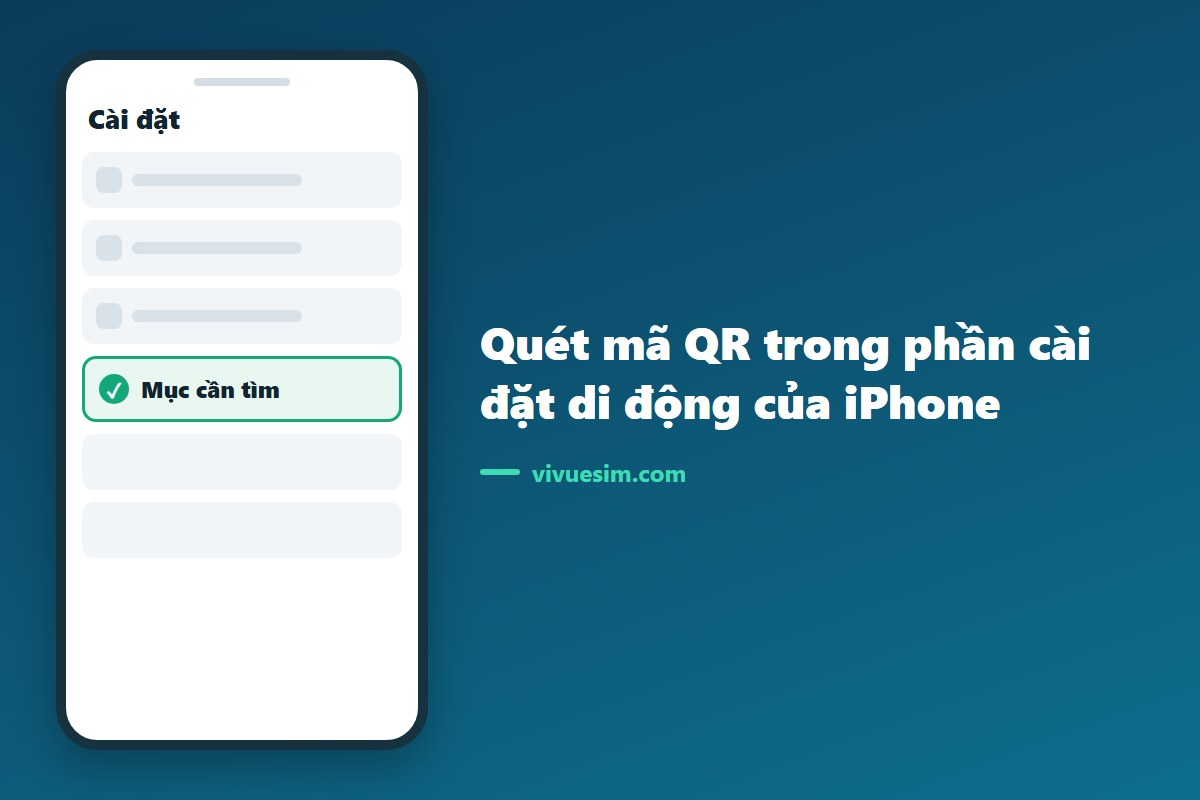 m&agrave;n h&igrave;nh qu&eacute;t m&atilde; QR trong phần c&agrave;i đặt di động của iPhone