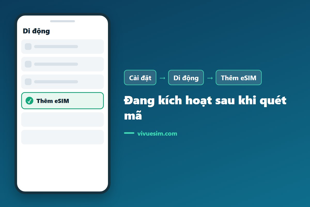 màn hình Đang kích hoạt sau khi quét mã