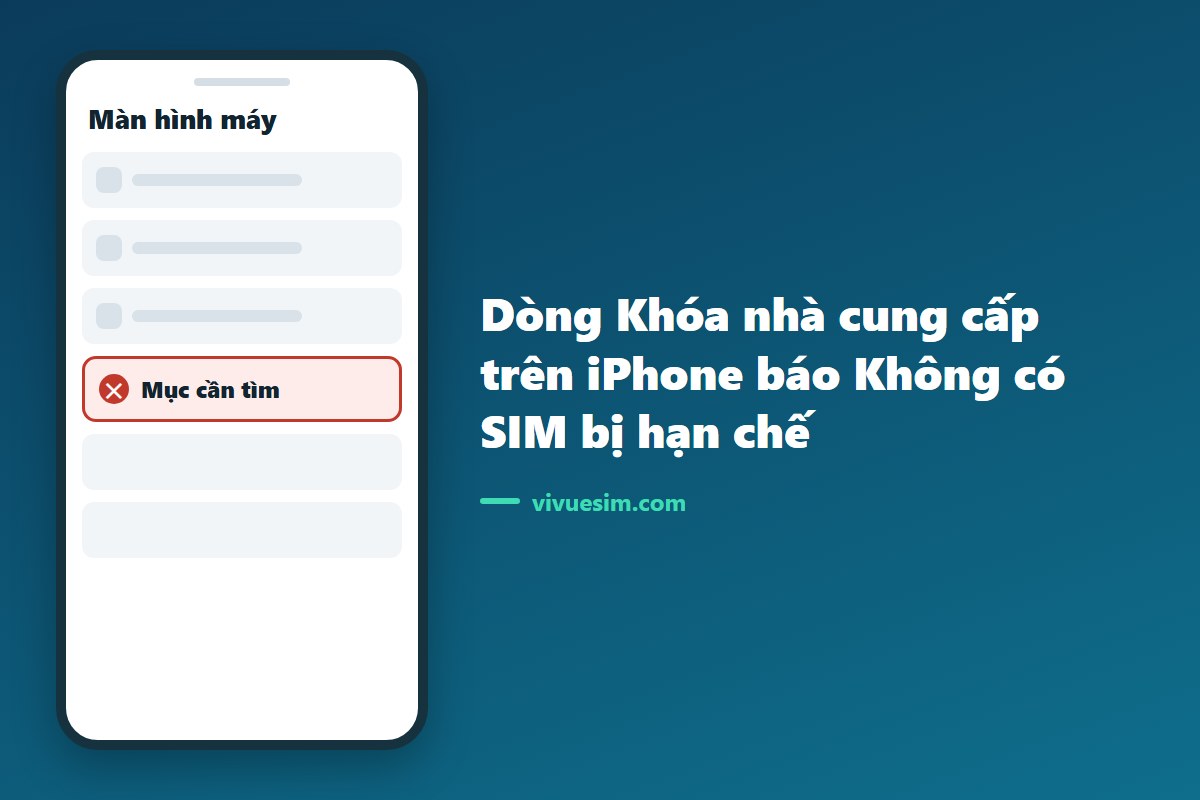 Ảnh chụp màn hình dòng Khóa nhà cung cấp trên iPhone báo Không có SIM bị hạn chế