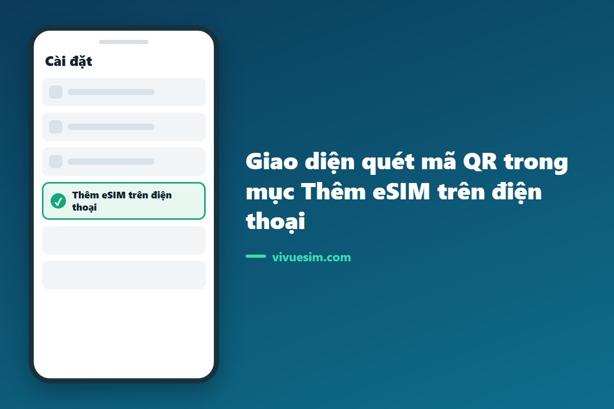 Ảnh chụp màn hình giao diện quét mã QR trong mục Thêm eSIM trên điện thoại