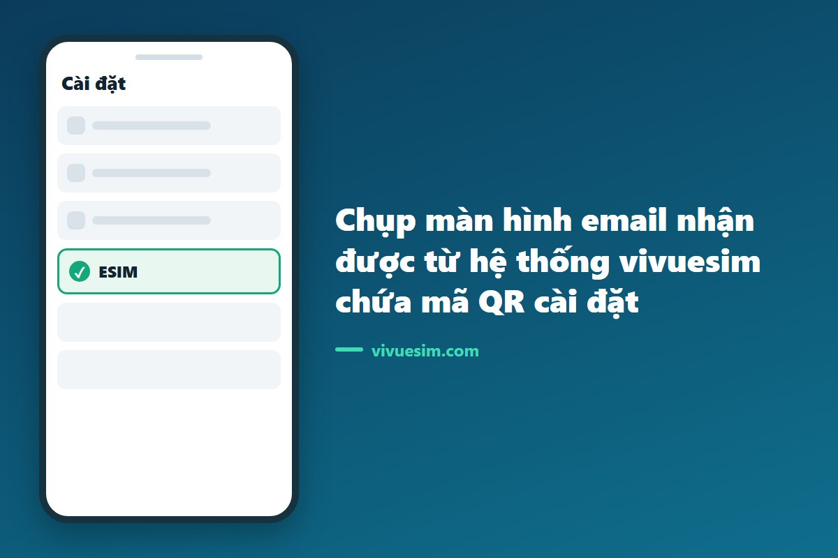 chụp m&agrave;n h&igrave;nh email nhận được từ hệ thống vivuesim chứa m&atilde; QR c&agrave;i đặt