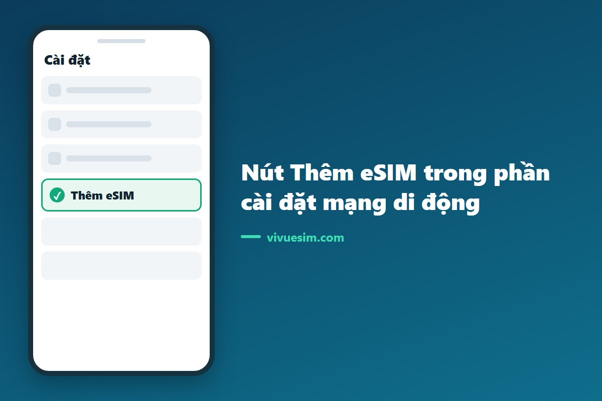 Màn hình điện thoại hiển thị nút Thêm eSIM trong phần cài đặt mạng di động