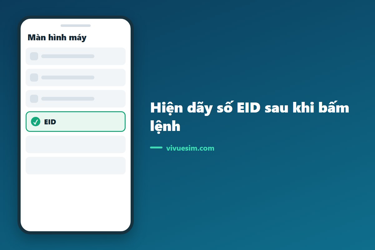 ảnh chụp màn hình điện thoại hiện dãy số EID sau khi bấm lệnh
