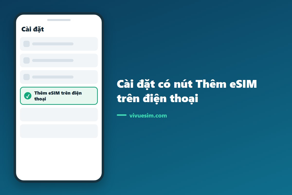màn hình cài đặt có nút Thêm eSIM trên điện thoại