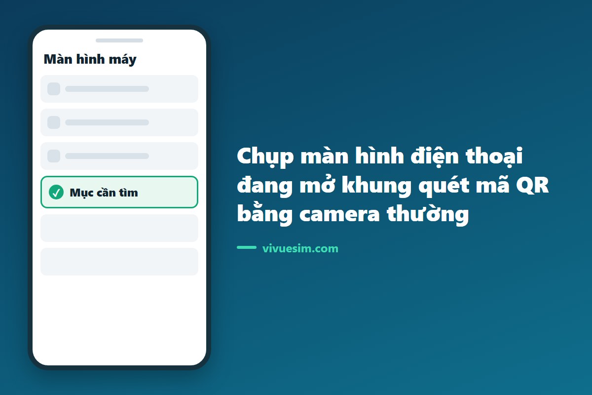 chụp màn hình điện thoại đang mở khung quét mã QR bằng camera thường