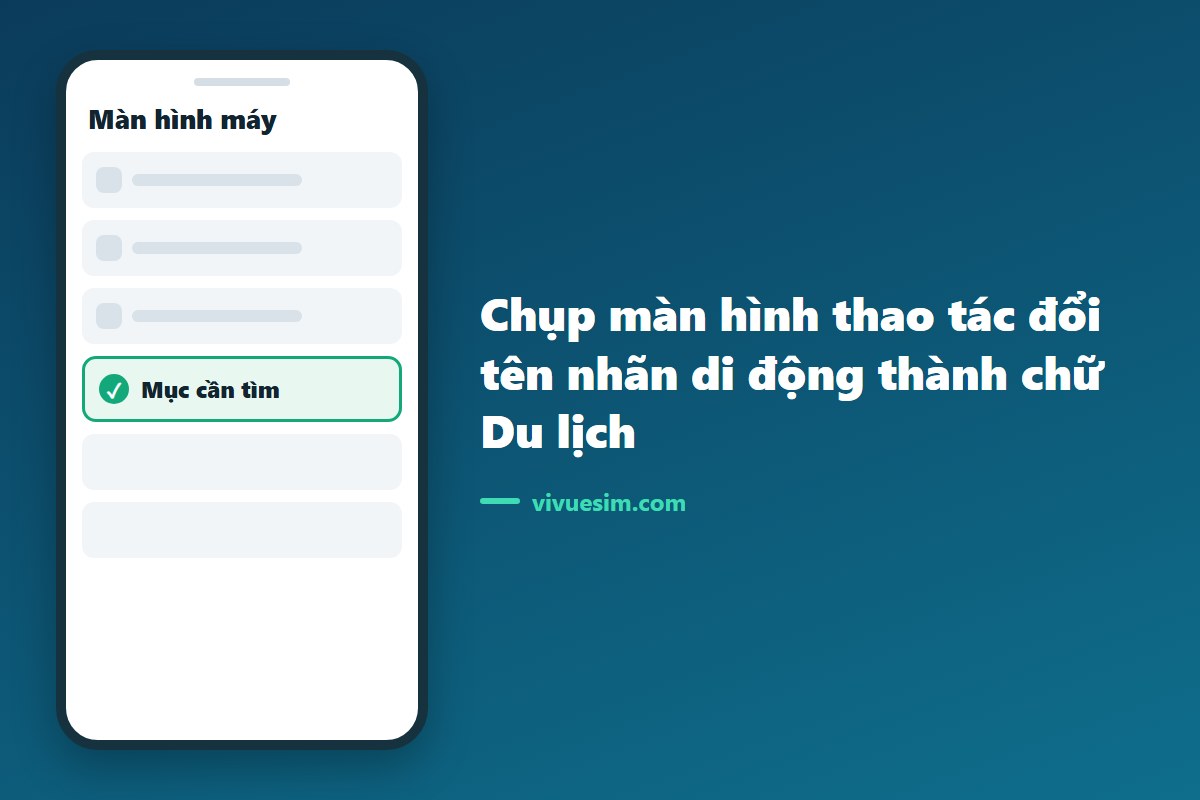 Chụp màn hình thao tác đổi tên nhãn di động thành chữ Du lịch
