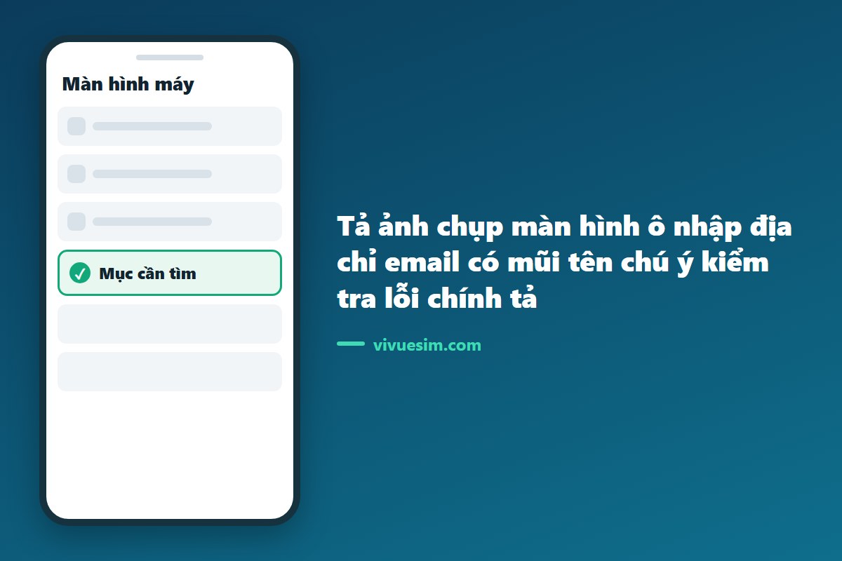 tả ảnh chụp m&agrave;n h&igrave;nh &ocirc; nhập địa chỉ email c&oacute; mũi t&ecirc;n ch&uacute; &yacute; kiểm tra lỗi ch&iacute;nh tả